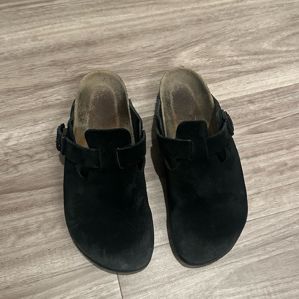 Birkenstock Boston Soft Footbed Suede Leather Black Clog 39